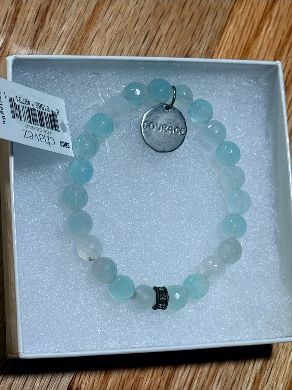 Have Aqua & Translucent 'Courage' Beaded Stretch Bracelet